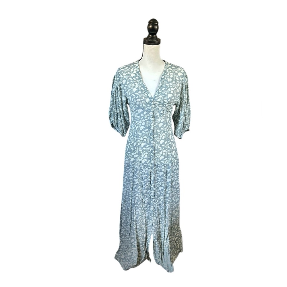 Faherty Havana Dress in Smoke Echo Floral Bohemian Cottagecore Peasant XS NWT